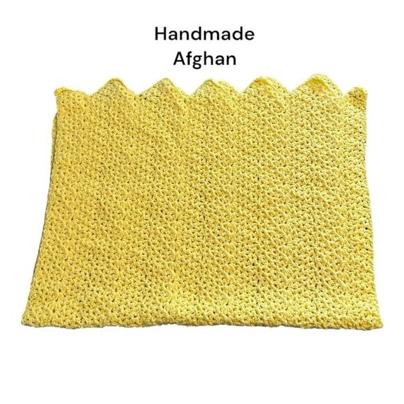 Handmade Yellow Afghan Blanket throw - Picture 1 of 10